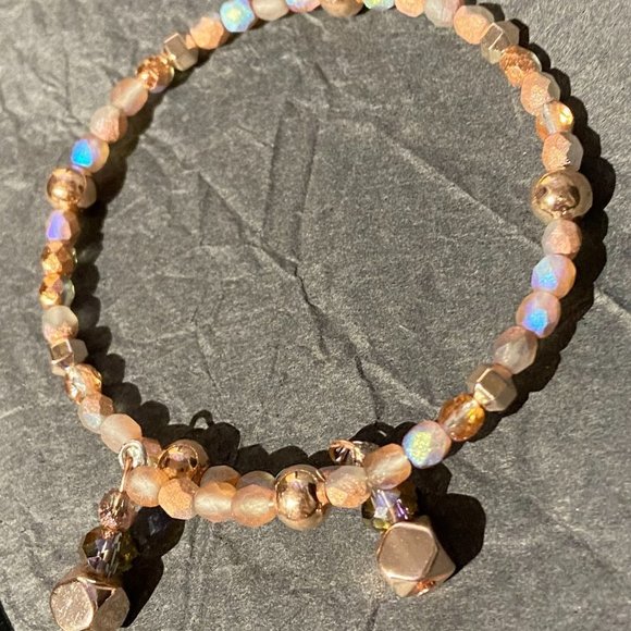 Rose Gold Plated Hematite Beaded Bracelet - Picture 6 of 10